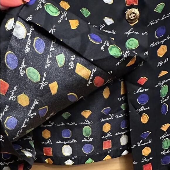 Vintage LAURÈL by Escada Silk Blouse Womens US 6 EU 38 Gemstone Print Black vtg - Picture 7 of 14